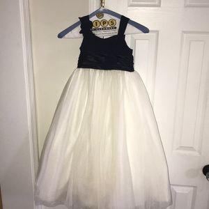 2 navy &off white Bill Levkoff flower girl dresses